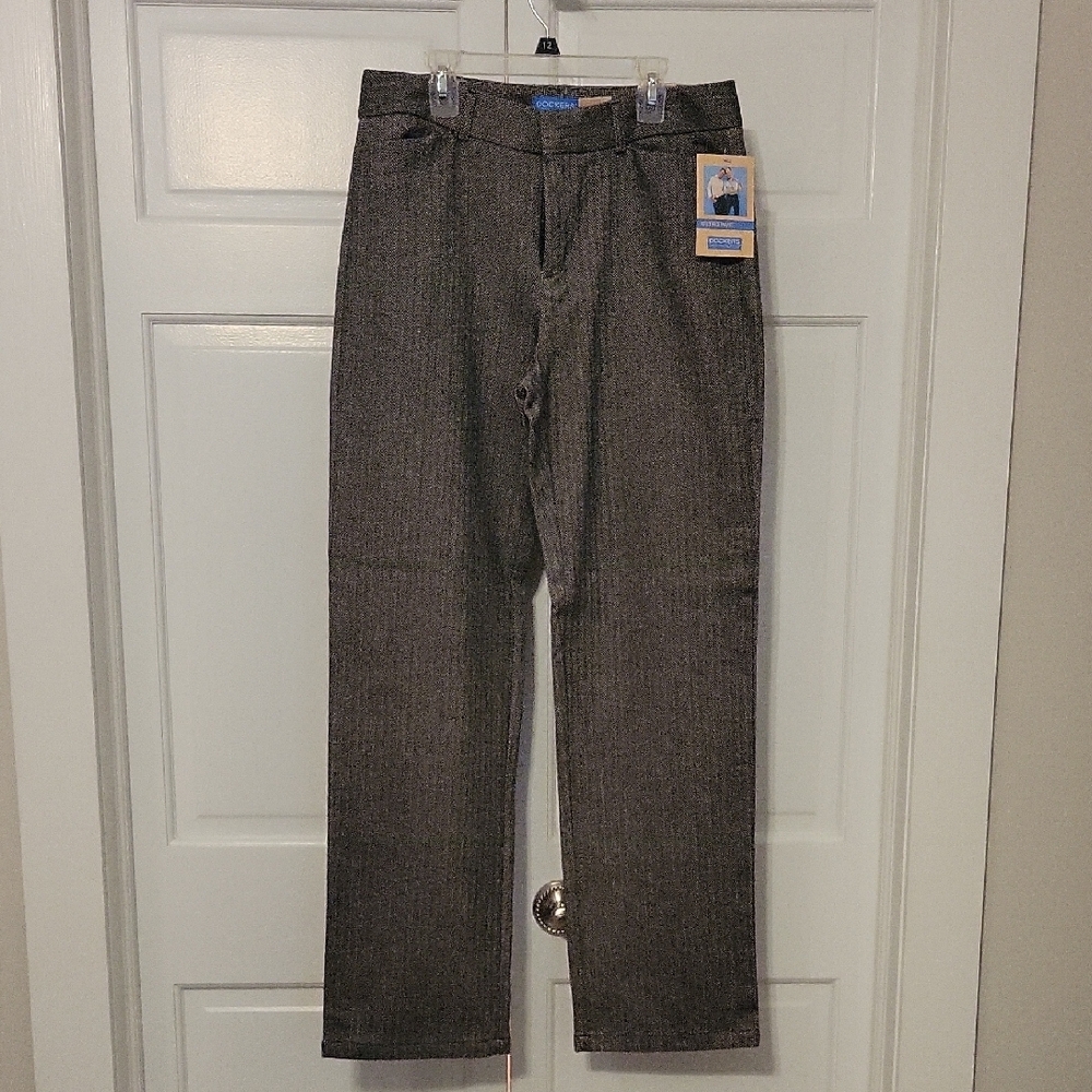 Black/Tan Dress Pants with Textured Fabric and Straight Leg